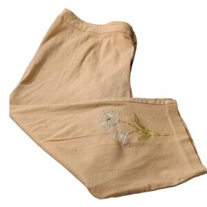 Vintage Embroidered Khaki Capri Pants